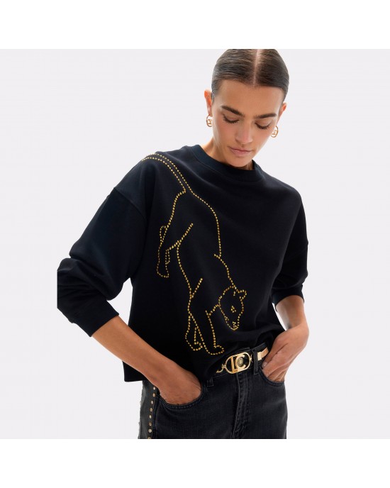 Lola Casademunt Leopard With Crystals Black Πουλόβερ