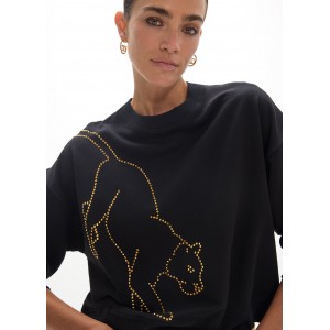 Lola Casademunt Leopard With Crystals Black Πουλόβερ