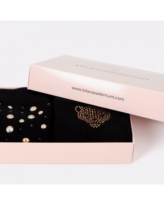 Lola Casademunt Pearls & Crystals Black Pack Κάλτες