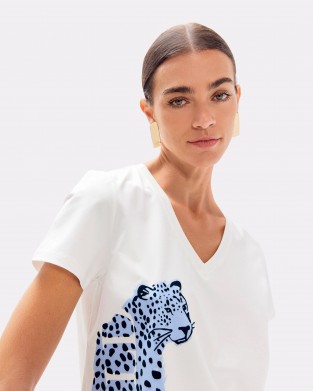 Lola Casademunt Leopard Graphic Be Wild T-shirt White Μπλούζα