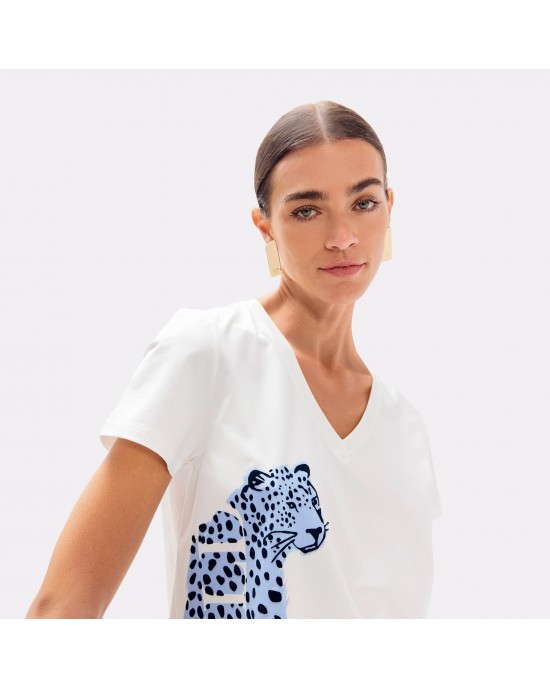 Lola Casademunt Leopard Graphic Be Wild T-shirt White Μπλούζα