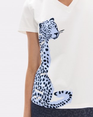 Lola Casademunt Leopard Graphic Be Wild T-shirt White Μπλούζα