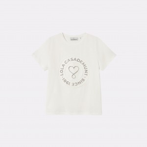 Lola Casademunt Heart Donut Logo T-shirt White Μπλούζα
