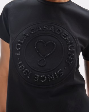 Lola Casademunt Heart Donut Logo T-shirt Black Μπλούζα