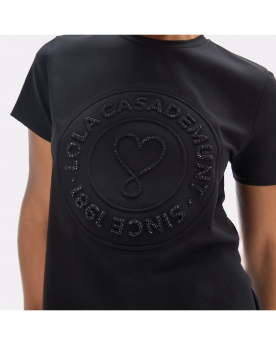 Lola Casademunt Heart Donut Logo T-shirt Black Μπλούζα