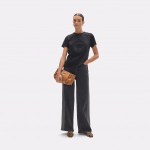 Lola Casademunt Heart Donut Logo T-shirt Black Μπλούζα