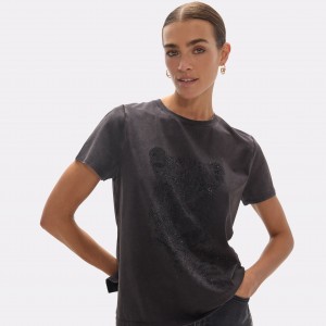 Lola Casademunt Leopard Graphic Black T-shirt Μπλούζα