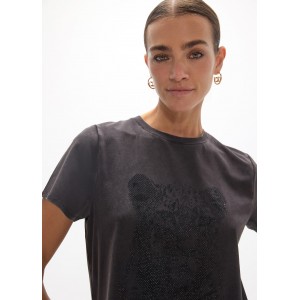 Lola Casademunt Leopard Graphic Black T-shirt Μπλούζα