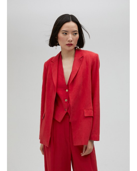Lola Casademunt Straight Tencel Red Σακάκι