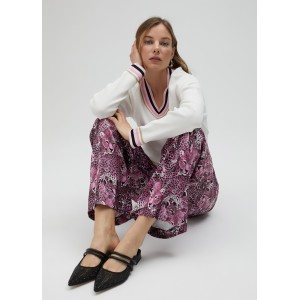 Lola Casademunt Pink Animal Print Straight Leg Παντελόνι