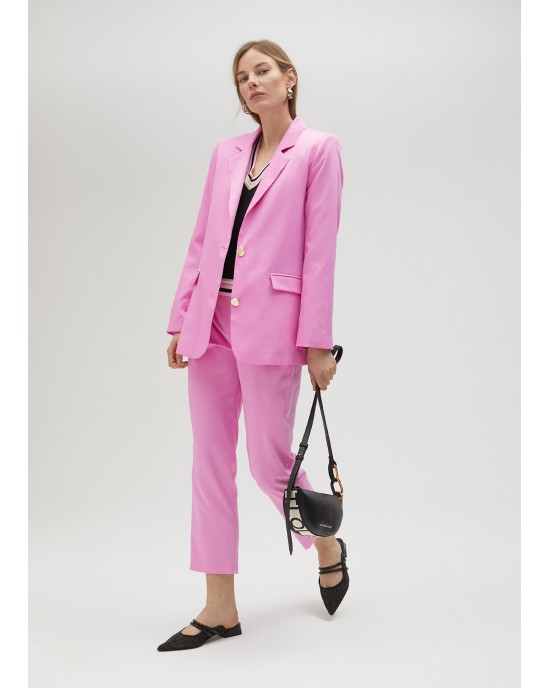 Lola Casademunt Pink Straight Suit Παντελόνι