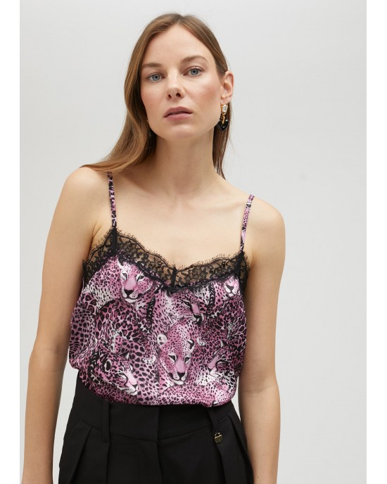 Lola Casademunt Pink Animal Print Camisole Μπλούζα