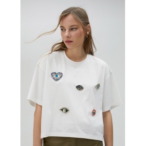 Lola Casademunt Beaded T-Shirt White Μπλούζα