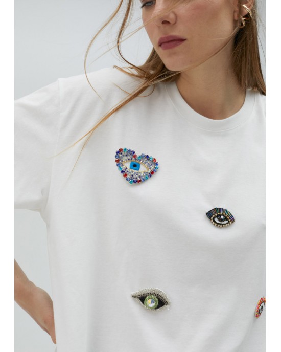 Lola Casademunt Beaded T-Shirt White Μπλούζα