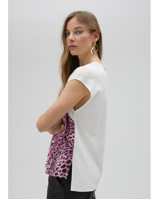 Lola Casademunt Leopard Print T-shirt White Μπλούζα