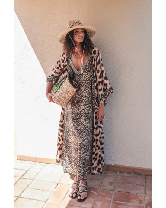 Lola Casademunt Long Leopard Print Κιμονό