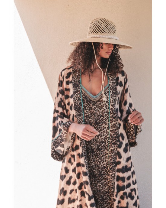 Lola Casademunt Long Leopard Print Κιμονό