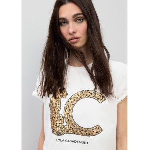 Lola Casademunt LC T-shirt With Sequins White Μπλούζα