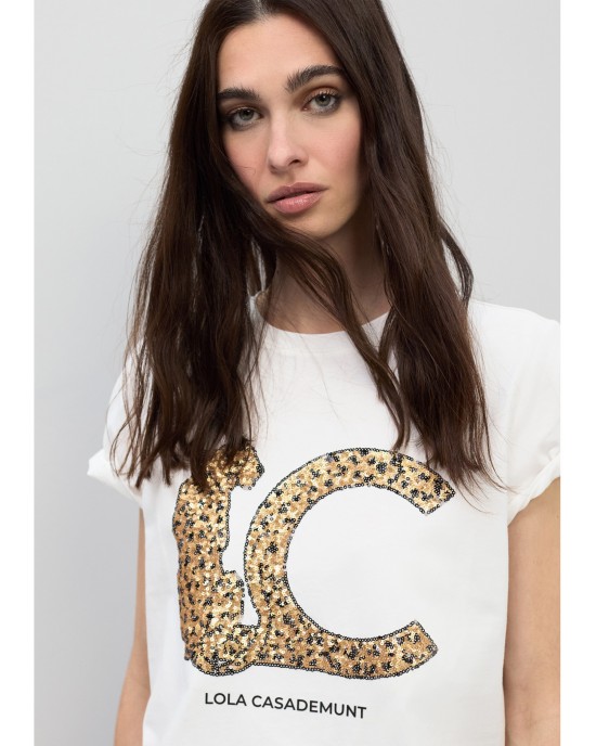 Lola Casademunt LC T-shirt With Sequins White Μπλούζα