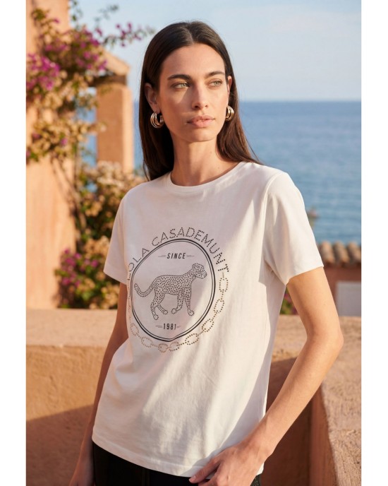 Lola Casademunt T-shirt With Strass White Μπλούζα