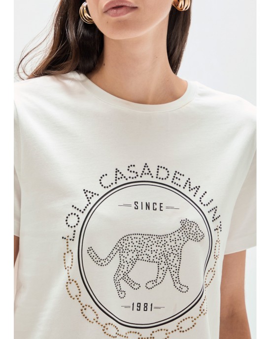 Lola Casademunt T-shirt With Strass White Μπλούζα