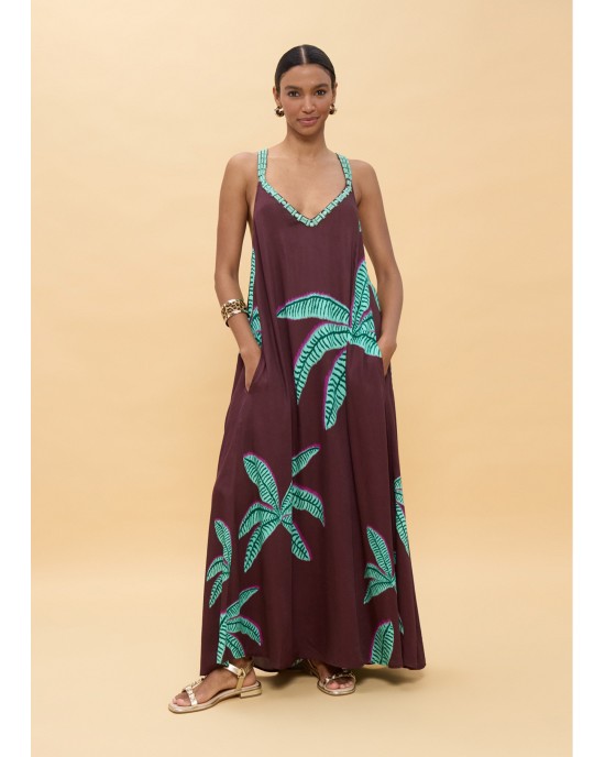 Lola Casademunt Long Palm Print Φόρεμα
