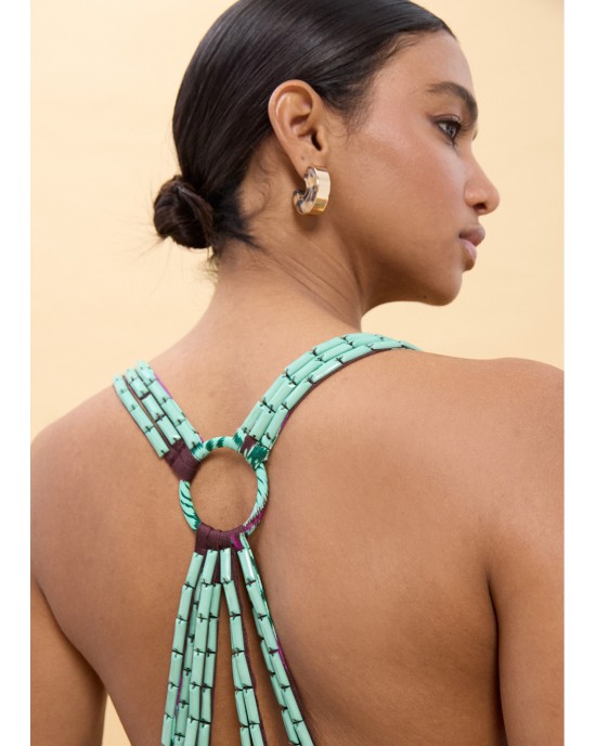 Lola Casademunt Long Palm Print Φόρεμα