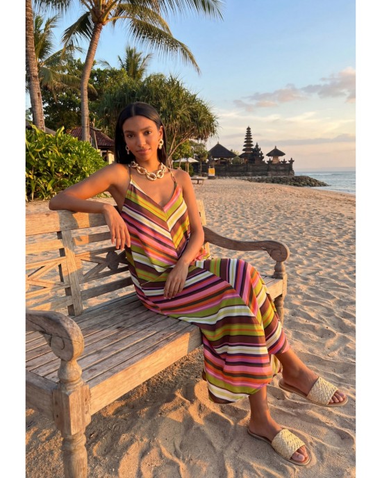 Lola Casademunt Satin Strappy With Multicolor Stripes Φόρεμα