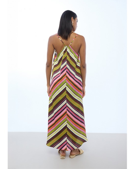 Lola Casademunt Satin Strappy With Multicolor Stripes Φόρεμα