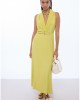 Lola Casademunt V-neck With Buckle Waist Lime Green Φόρεμα