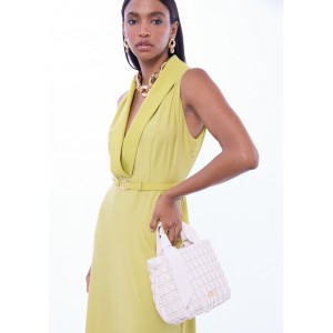 Lola Casademunt V-neck With Buckle Waist Lime Green Φόρεμα