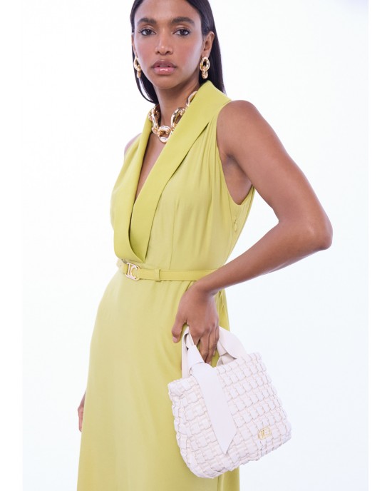 Lola Casademunt V-neck With Buckle Waist Lime Green Φόρεμα