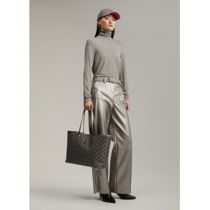 Lola Casademunt Faux Leather Silver Παντελόνι