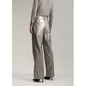 Lola Casademunt Faux Leather Silver Παντελόνι