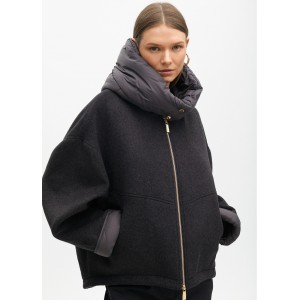 Lola Casademunt Two-Material With Hood Grey Short Παλτό Lola Casademunt Two-Material With Hood Grey Short Παλτό
