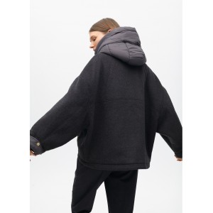 Lola Casademunt Two-Material With Hood Grey Short Παλτό Lola Casademunt Two-Material With Hood Grey Short Παλτό