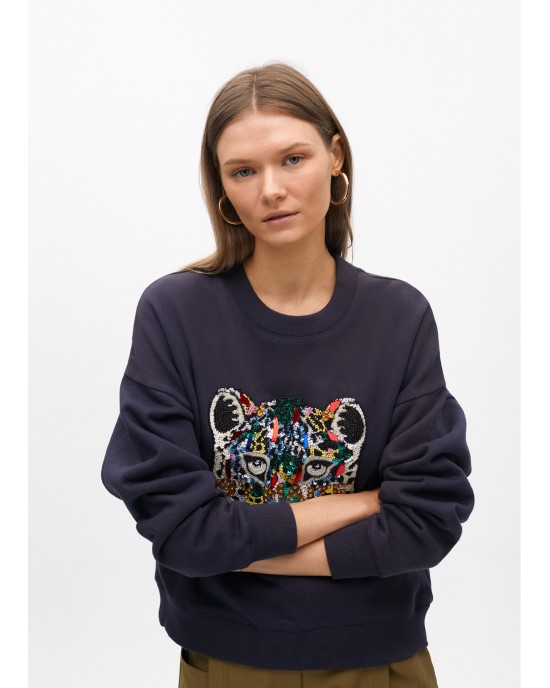 Lola Casademunt Animal Embellished Navy Πουλόβερ Lola Casademunt Animal Embellished Navy Πουλόβερ