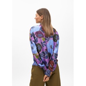 Lola Casademunt Floral Print Tie-Neck Lila Μπλούζα