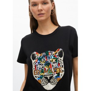 Lola Casademunt Embellished Animal T-Shirt Black Μπλούζα