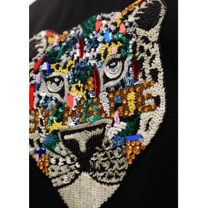 Lola Casademunt Embellished Animal T-Shirt Black Μπλούζα
