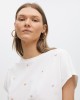 Lola Casademunt Dropped Sleeve T-Shirt With Embroidery White Μπλούζα Lola Casademunt Dropped Sleeve T-Shirt With Embroidery White Μπλούζα
