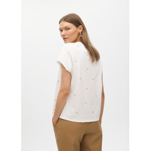 Lola Casademunt Dropped Sleeve T-Shirt With Embroidery White Μπλούζα