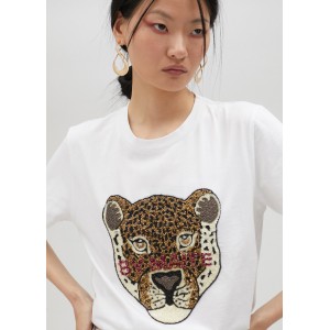Lola Casademunt Lion T-Shirt With Rhinestones Μπλούζα