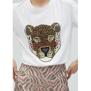 Lola Casademunt Lion T-Shirt With Rhinestones Μπλούζα