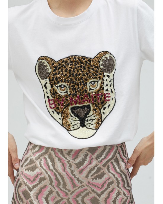 Lola Casademunt Lion T-Shirt With Rhinestones Μπλούζα