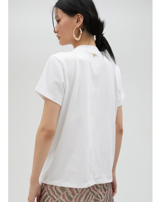 Lola Casademunt Lion T-Shirt With Rhinestones Μπλούζα