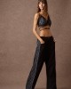 Mamoush Alma Black/Animal Print Wide-Leg Παντελόνι