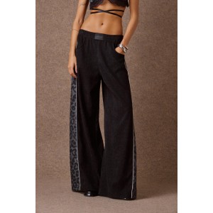 Mamoush Alma Black/Animal Print Wide-Leg Παντελόνι