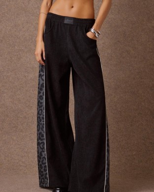 Mamoush Alma Black/Animal Print Wide-Leg Παντελόνι