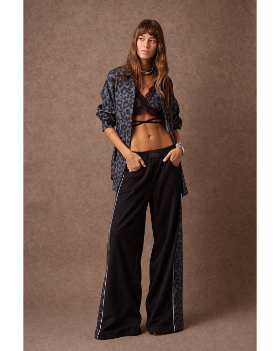 Mamoush Doris Grey/Animal Print Oversized Πουκάμισο